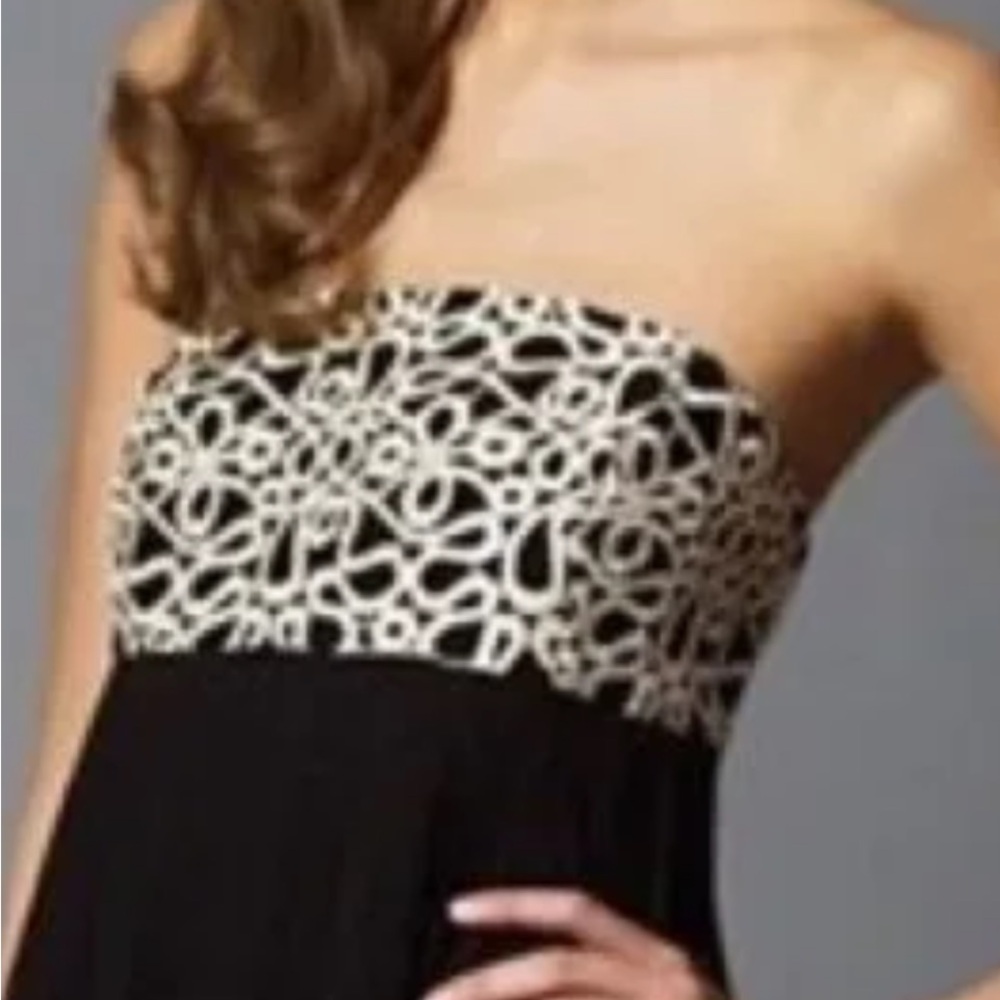 NWT!  Silk Lilly Pulitzer Black and Gold Mini Pleated Strapless Dress